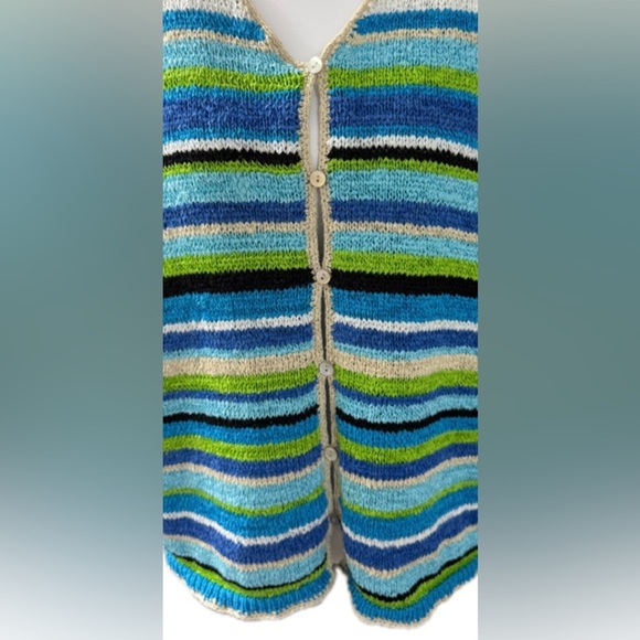 VINTAGE MARISA CHRISTINA SEQUIN CROCHET CARDIGAN MULTICOLOR SIZE: LARGE - Picture 4 of 7